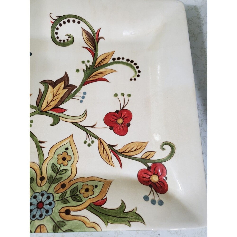 Carynthum by Pier 1 Imports 16” Rectangular Serving Plate Floral Design - Picture 4 of 11